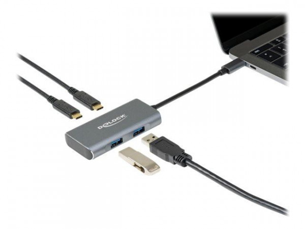 DELOCK HUB USB 3.2Gen2 Typ-C 2xTyp-A Bu 2xTyp-C Bu extern