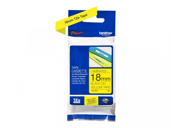 Brother TZe641 - Standard-Klebstoff - Schwarz auf Gelb - Rolle (1,8 cm x 8 m)