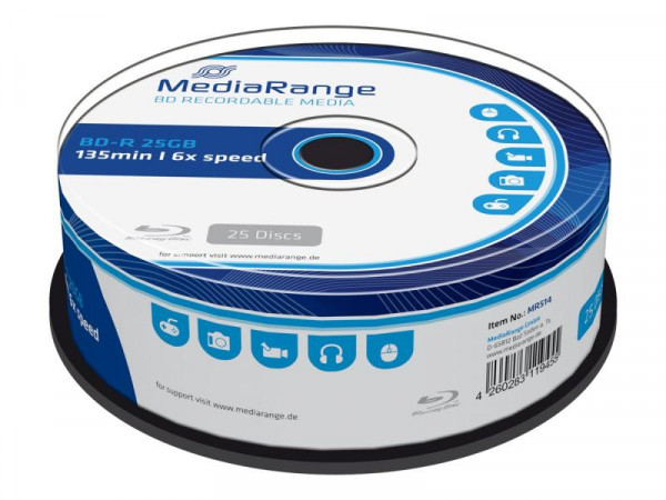 MediaRange BD-R 25GB 6x 25pcs Cakebox