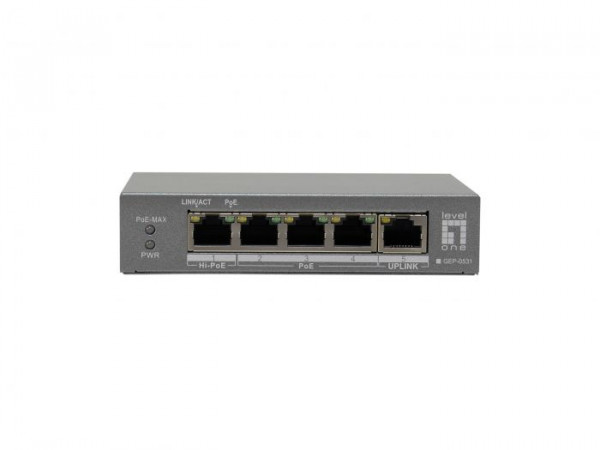 LevelOne Switch 5x GE GEP-0531 60W 4xPoE grau