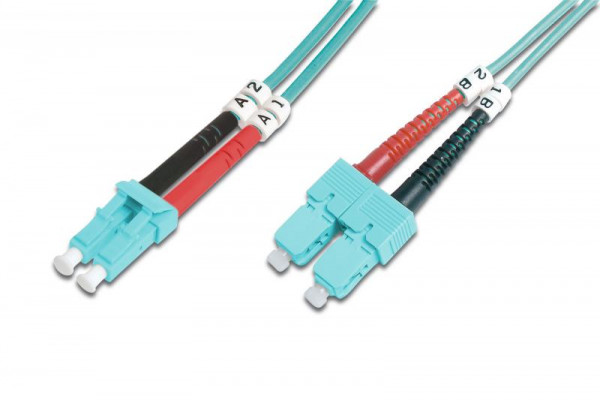 DIGITUS LWL Patchkabel LC -> SC 2.00m Multimode Duplex OM3