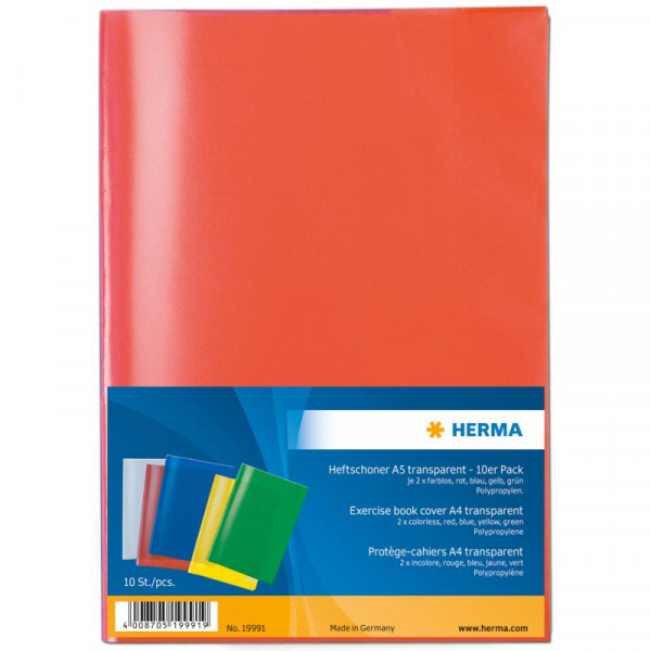 HERMA Heftschoner Sortiment A5 transparent (5 Farben) 10St.