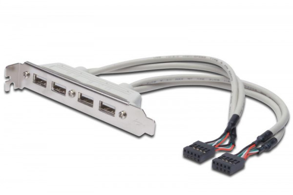 ASSMANN Slotblech 4xUSB/A -> IDC 2x10Pin Bu/Bu 0.25m
