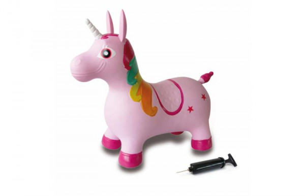 Jamara Hüpftier Einhorn bunt mit Pumpe