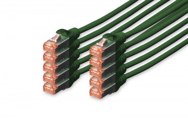 DIGITUS CAT 6 S/FTP Patchkabel, 10 Stück, 0,25m, grün