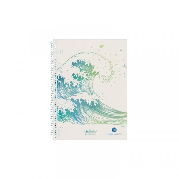 Herlitz Spiralblock A5 70 Bl. kariert GREENline Welle