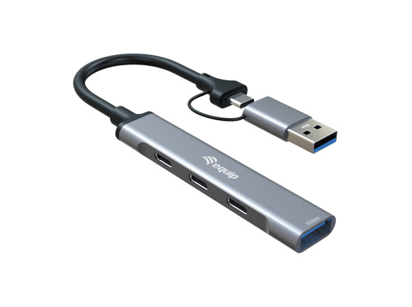 Equip 4-Port USB-C3.2-Hub->3xUSB-C/USB-A +USB-A Adapt.10Gbps