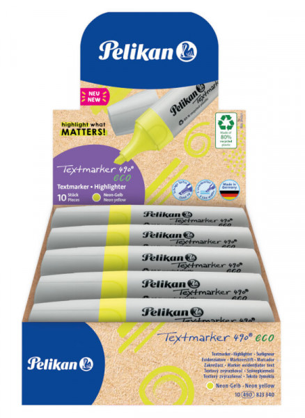 Pelikan Textmarker 490 eco 10 Stück in FS, Neon-Gelb
