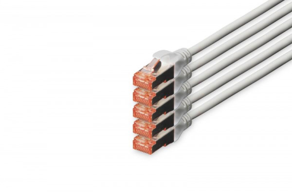 DIGITUS CAT 6 S/FTP Patchkabel, 5 Stück, 7m, grau