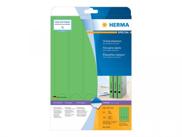 HERMA Ordneretiketten A4 grün 38x297 mm Papier opak 100 St.