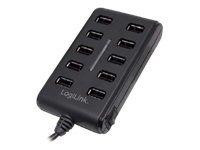 LogiLink USB-HUB 10-Port m. Netzteil schwarz