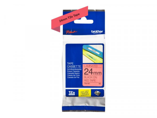 Schriftbandkassette Brother 24mm rot/schwarz TZE451
