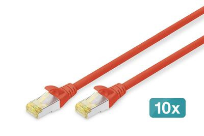 DIGITUS CAT 6A S/FTP Patchkabel, 10 Stück, 2m, rot
