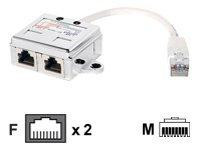 Equip Adapter CA5 1xRJ45 2xRJ45 St/Bu 0,15m Polybeutel