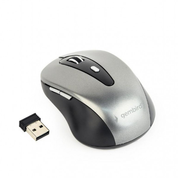 GEMBIRD Maus OPT WIRELESS 4 Tasten inkl. USB schwarz-grau