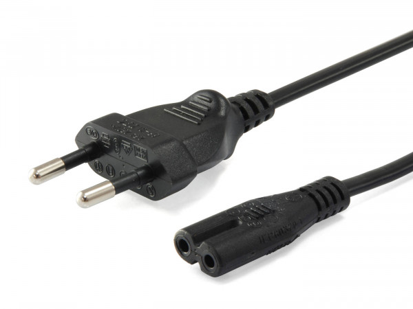 Equip IEC-Stromkabel 2pin -> C7 3m St/Bu schwarz Polybeutel