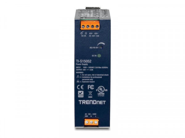 TRENDnet DIN-Rail Power Supply 150W,52V DC,2.89A, AC to DC