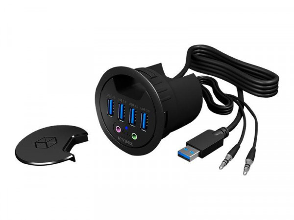 Hub 4-Port IcyBox USB 3.0 IB-Hub1403A Tisch-Hub mit Audio