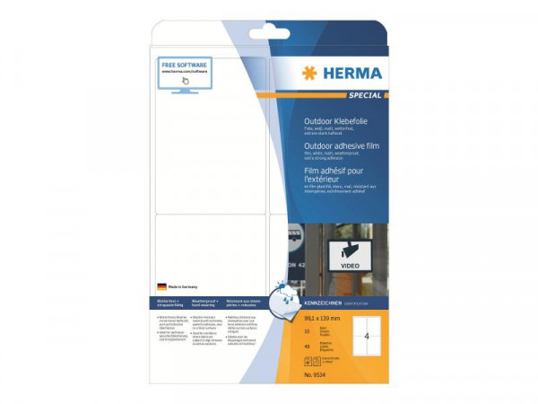 HERMA Etik. A4 Outdoor Klebefolie weiß 99,1x139 mm 40 St.