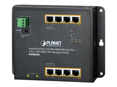 PLANET Industrial 8-Port 10/100/1000T 802.3at PoE + 2-Port