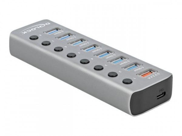 DELOCK HUB USB 3.2Gen1 7Port +Schnellladeport +USB-C PD 3.0