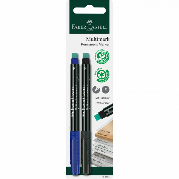 FABER-CASTELL Marker Multimark permanent F bl/schwarz 2x BK