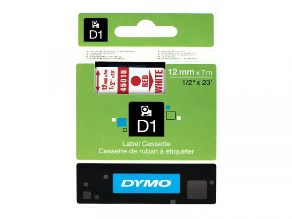 DYMO D1 Schriftband 45015 12mmx7.0m rot ->weiß
