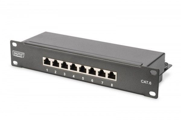 DIGITUS Patchpanel 1HE 8-Port Cat6 ClassE geschirmt schw.