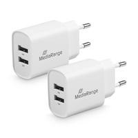 MediaRange 12W Steckdosen-Ladegerät mit zwei USB-A, weiß