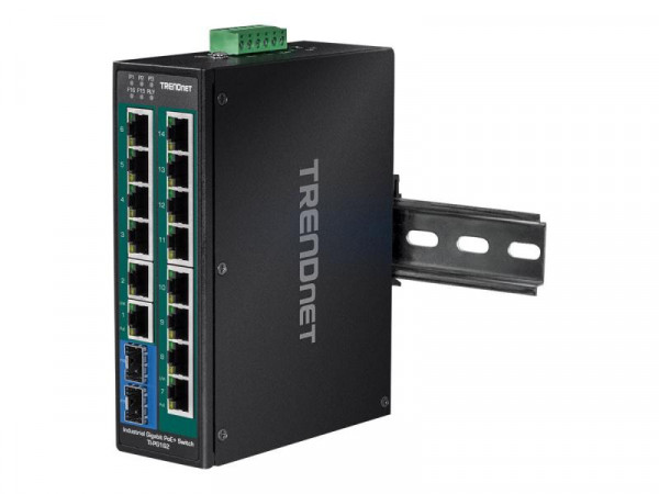 TRENDnet Industrie Switch 16Port Gbit PoE+ Metall DIN-Rail