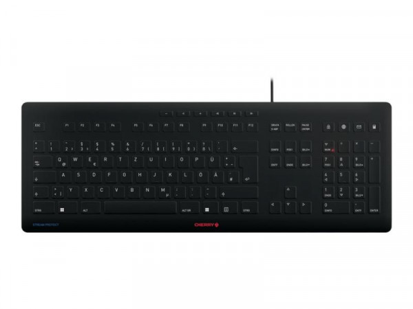 CHERRY TAS STREAM PROTECT KEYBOARD Corded DE-Layout schwarz