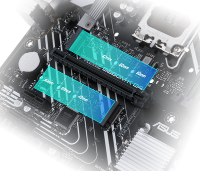 Zwei M.2-Steckplätze (bis zu 64 Gbit/s)