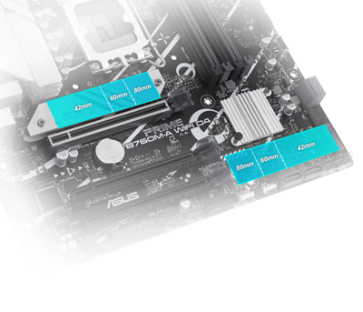 Zwei M.2-Steckplätze (bis zu 64 Gbit/s)
