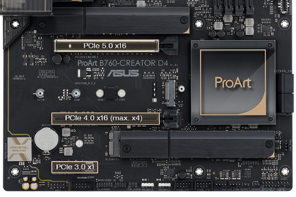 Das ProArt B760-Creator D4 unterstützt PCIe 5.0 für Grafikkarten