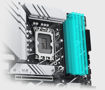 Das PRIME B760M-A WIFI wird mit dem ASUS Enhanced Memory Profile II (AEMP II) geliefert, um dein Speicherkit zu trainieren und die Taktrate zu optimieren, um die DDR5-Leistung zu entfesseln. Das Balkendiagramm zeigt die AEMP II-Profile, die bis zu 37,5 % schnellere RAM-Geschwindigkeiten als die DDR5-Basisspezifikationen bieten.