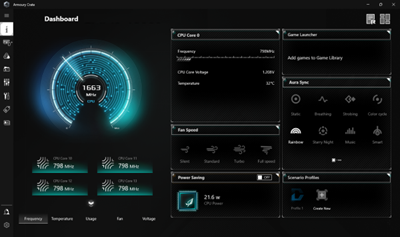 Armoury Crate Dashboard UI