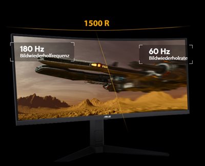 Das Vergleichsbild der ultraschnellen Bildwiederholrate und 60Hz mit 1500R Curved Design