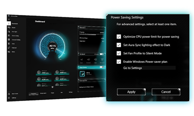 UI der Energiespareinstellungen