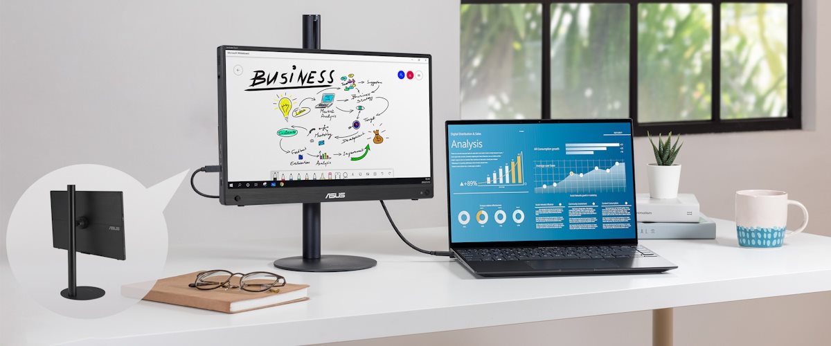 Der ZenScreen Ink wird durch seinen stufenlosen Kickstand unterstützt.