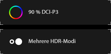 90 % DCI-P3, Mehrere HDR-Modi
