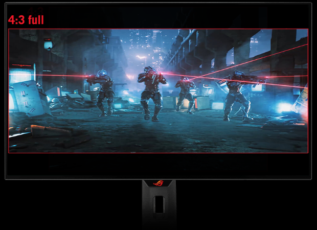 Du kannst das Seitenverhältnis so einstellen, dass ein 4:3-Bild im Vollbildmodus angezeigt wird.