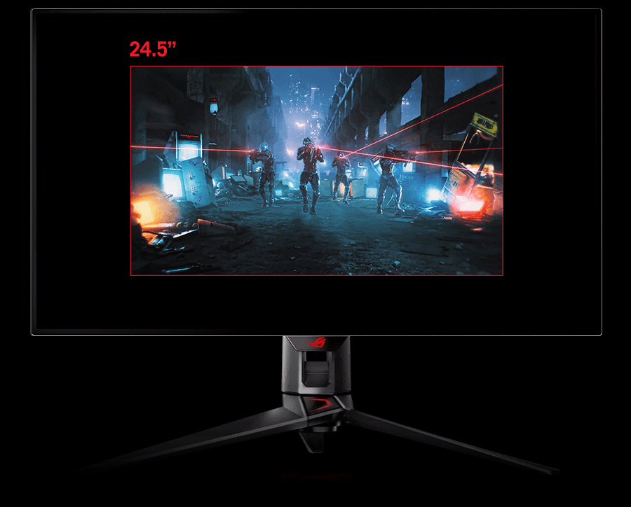 Benutzer können das Seitenverhältnis so einstellen, dass ein Bild mit einer Größe von 24,5 Zoll angezeigt wird.