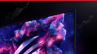 Das Produktfoto zeigt das superschlanke Profil des PG32UCDP