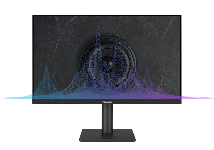 Monitor mit eingebauten Lautsprechern vorführen