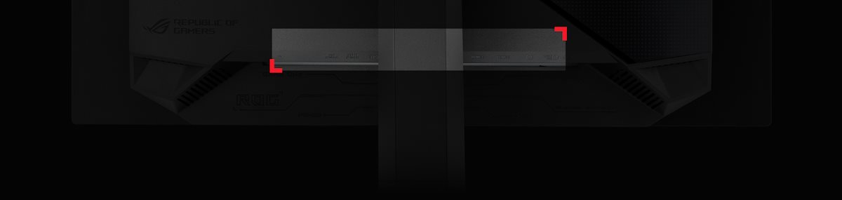 Die Rückseite des XG27ACDNG bietet DisplayPort 1.4, HDMI 2.1 und einen USB-Hub