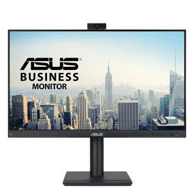 ASUS BE279QFK Videokonferenzmonitor - 27 Zoll, Full HD, IPS, 100Hz, rahmenlos, Full HD-Webcam, Mikrofon-Array, Stereolautsprecher, höhenverstellbar, ergonomisches Design, HDMI, Eye-Care, Blaulichtfilter, Flicker-Free, wandmontierbar, Nachhaltigkeit