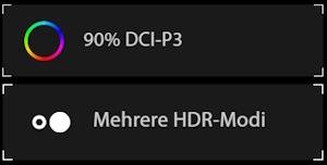 90% DCI-P3; Mehrere HDR-Modi
