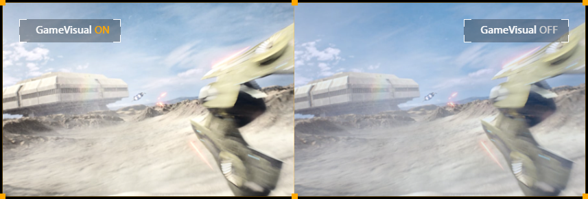 Screenshot with GameVisual Racing mode ON/OFF