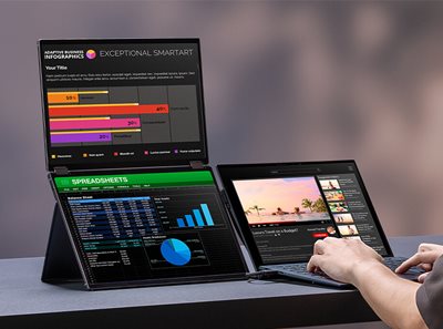 Ein Setup des MQ149CD, das mit nur einem USB-C-Kabel für die Strom- und Videosignalübertragung an einen Laptop angeschlossen wird, zeigt, wie mühelos die Konnektivität ist
