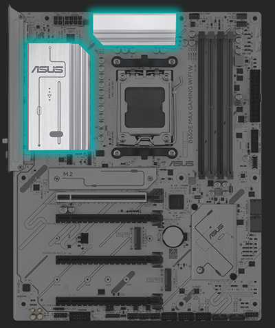 ASUS B650E Mainboard mit VRM-Kühlkörperbild